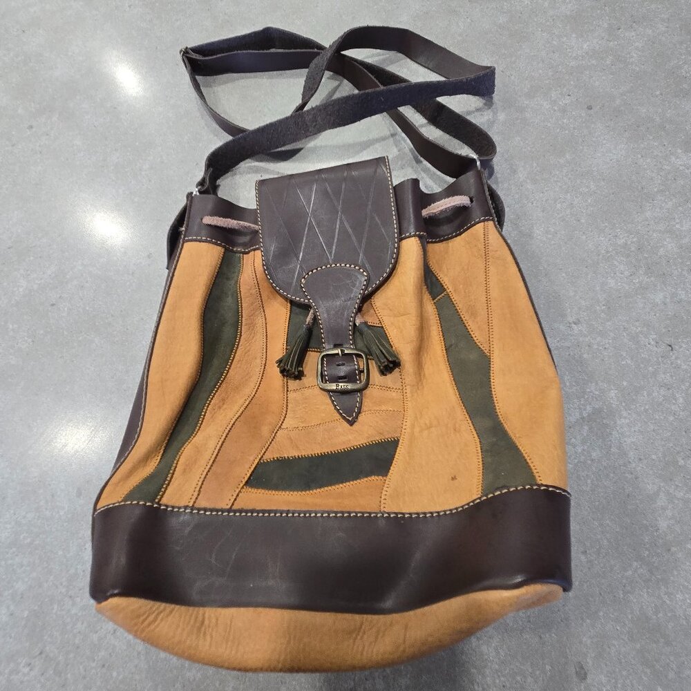 GH BASS & CO. Women's Color Block Leather Drawstring Crossbody/Shoulder Bag -Med
